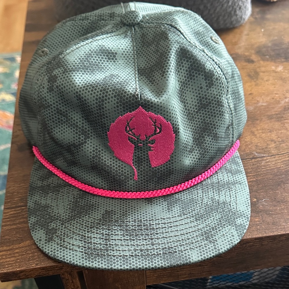 Deer Valley Ski Resort Green Camo Cap with Pink Deer Logo